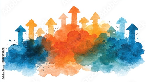 Mindset expansion visualized watercolor abstract art for professional growth in business development