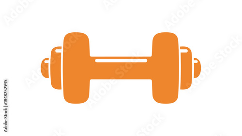 Single orange dumbbell icon representing fitness weightlifting and strength training exercises for a healthy lifestyle.