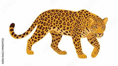This dynamic leopard illustration captures the essence of wildlife with its detailed fur patterns and powerful posture, perfect for animal lovers and nature aficionados.