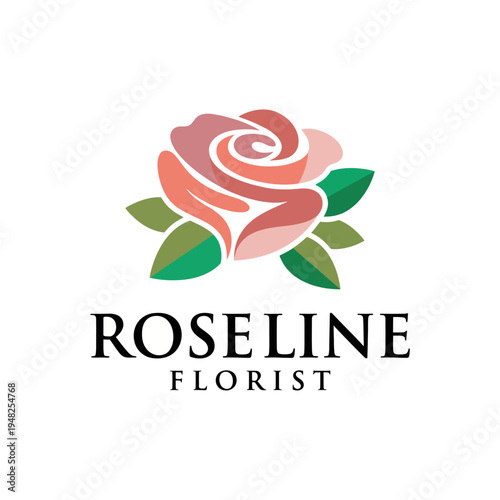 This elegant floral logo design showcases a stylized rose with lush leaves, ideal for marketing and branding a florist business or any floral-related venture.