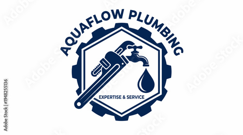 A professional logo for a plumbing service featuring a wrench and faucet, emphasizing reliability, quality service, and expertise in home plumbing solutions.