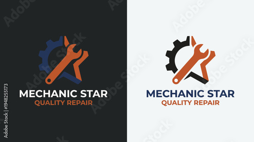 This professional logo design combines a wrench and gear, symbolizing quality repair services, suitable for automotive or mechanical businesses looking to establish a reliable image.