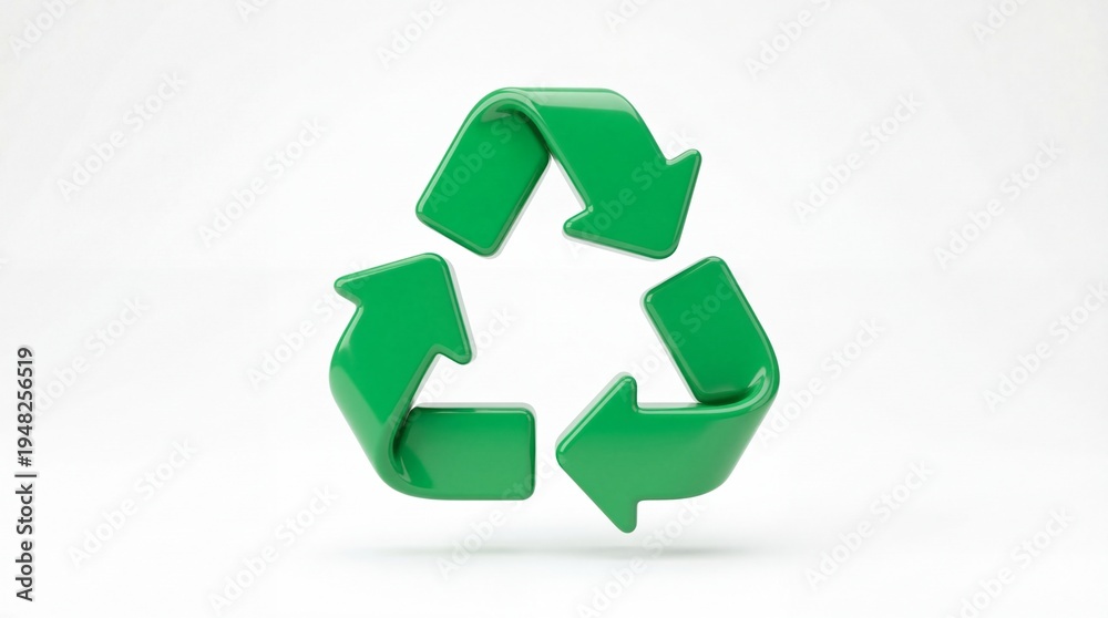 Obraz premium Glossy three dimensional green recycling symbol representing sustainable living and eco awareness