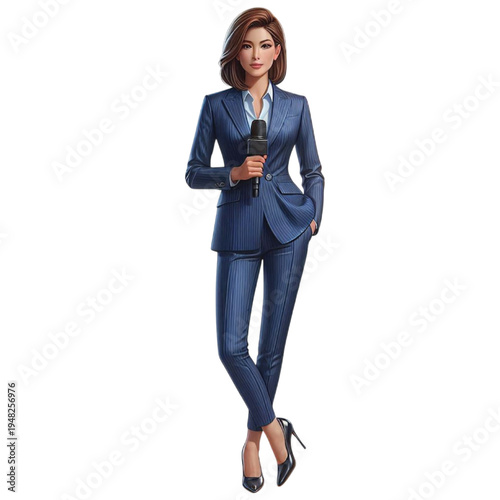 Female News Reporter present news vector