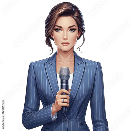 Female News Reporter present news vector