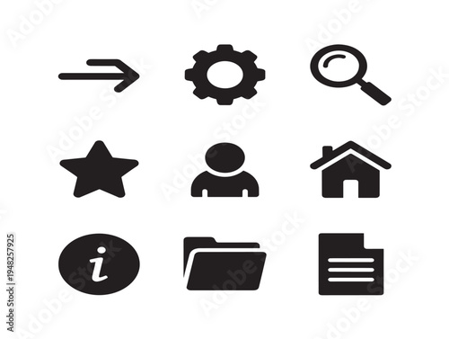 Modern fluent interface icons with sleek Microsoft design language silhouette designs