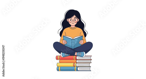 A colorful illustration of a globe books and academic achievements