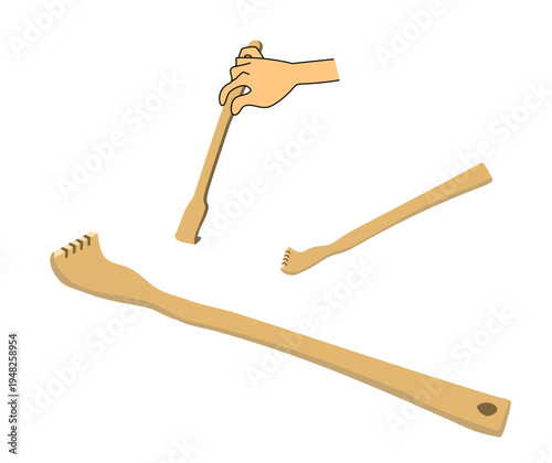 孫の手のイラスト、背中を掻く道具のベクターイラスト