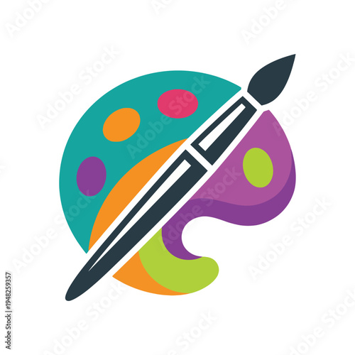 An inspiring art palette coupled with a brush, representing the essence of creativity and artistic expression through colors and imagination in a modern design.