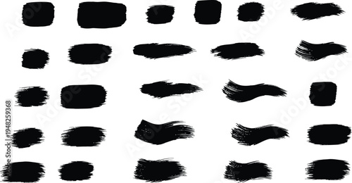 Collection of black brush strokes on white background
