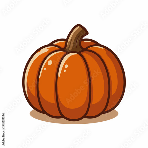This vibrant orange pumpkin features a textured surface and a curved stem, symbolizing the harvest season and adding warmth to autumn-themed designs for various purposes.