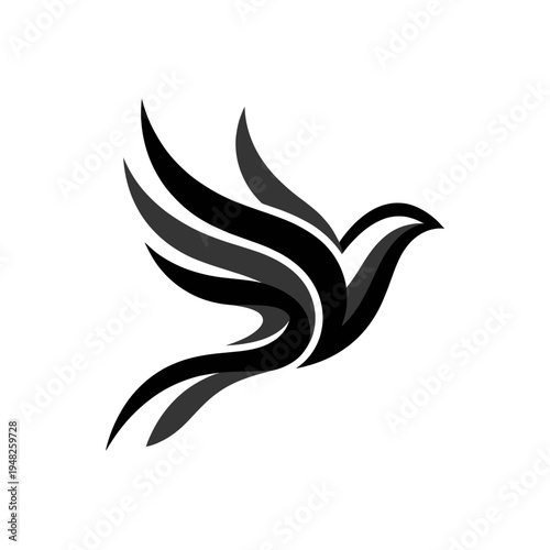 A graceful representation of a bird depicted in elegant black and white lines, symbolizing freedom, creativity, and the beauty of nature as an abstract art form.