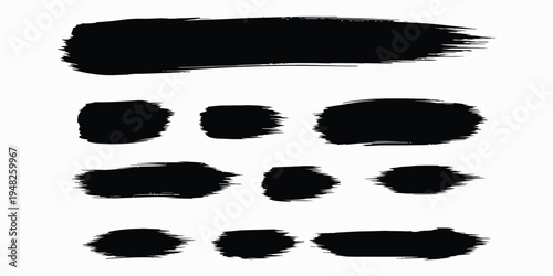 A collection of black brush strokes on a white background for artistic use