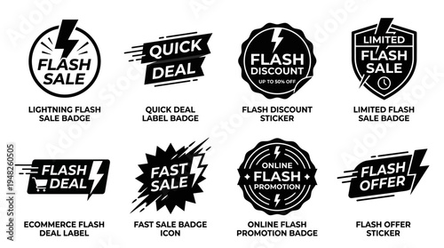 Flash Sale Vector Labels for Marketing and Retail Design