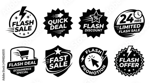 Flash Sale Vector Badges for Retail and Promo Design