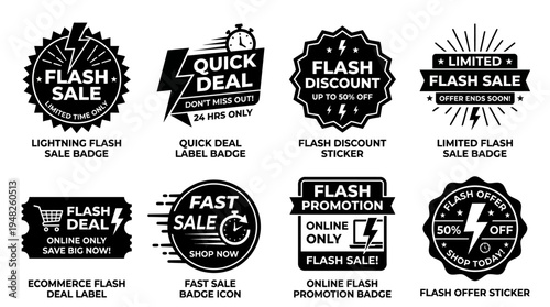 Flash Sale Vector Badges for E‑Commerce and Retail Design