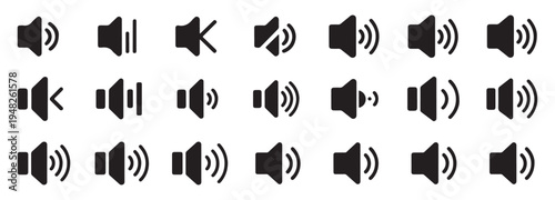 Minimalist line art speaker icons for clean website interface design. vector illustration eps 10