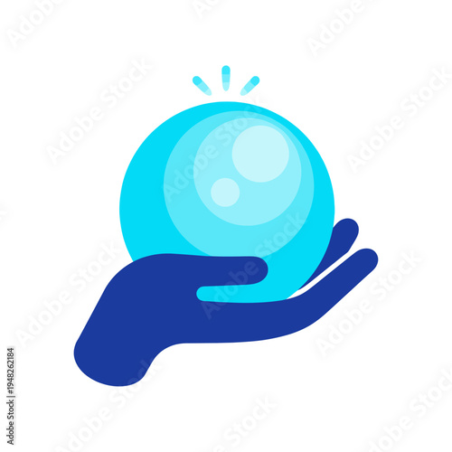A stylized image of a hand gently cradling a glowing blue orb, symbolizing care, potential, and the magic of nurturing aspirations and ideas into existence.
