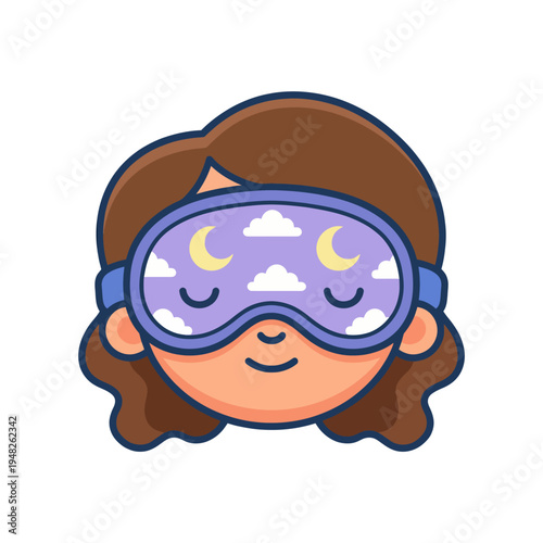 This image showcases a character wearing a sleep mask and a peaceful smile, symbolizing relaxation, tranquility, and the importance of restful sleep for well-being.