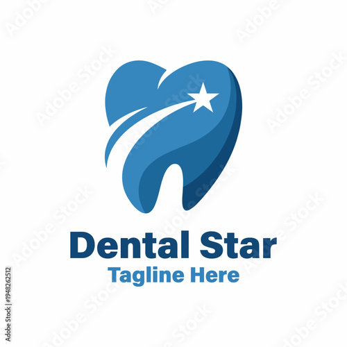 A modern logo design featuring a stylized tooth and a star, symbolizing dental health and professionalism, ideal for dental clinics and oral health brands.