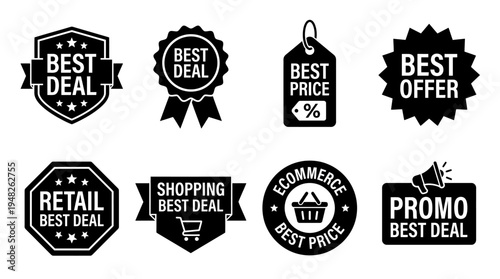 Promotional Sale Badges Highlight Discounts, Deals, Offers, Clearance