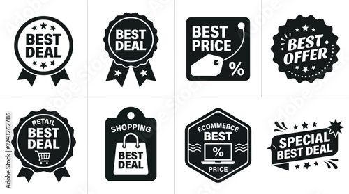 Promotional Sale Badges Highlight Discounts, Deals, Offers, Clearance