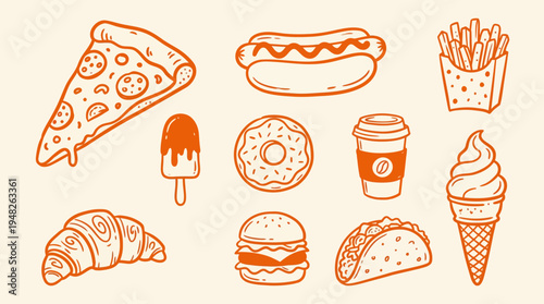 Fast food icons and illustrations for creative projects