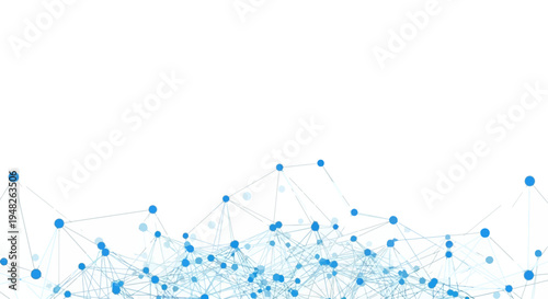 Abstract geometric concept of digital network connections and data flow across a white background, representing technology and communication