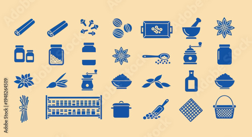 Spice Icons Collection: Culinary Ingredients and Kitchen Tools
