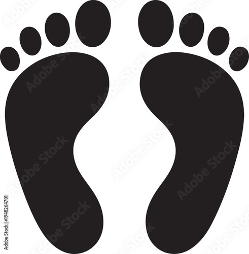 Two black footprints facing opposite directions on a plain background