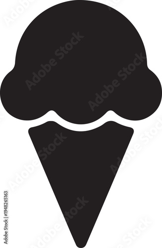 A classic depiction of a single scoop ice cream in a waffle cone