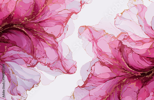 Vintage watercolor floral design with soft pink and purple paint textures on a crumpled paper backdrop creating an abstract spring flower pattern