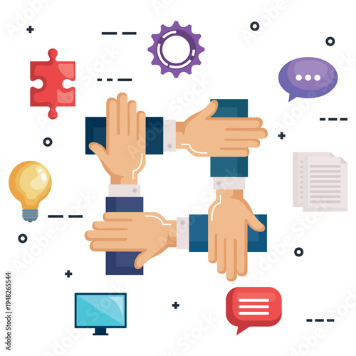 Hands illustrations. Vector concepts of hands in different activities. Creative illustrations for graphic and web design, marketing, business presentation, social media