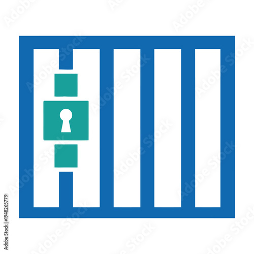 Secure lock on blue gate with keyhole