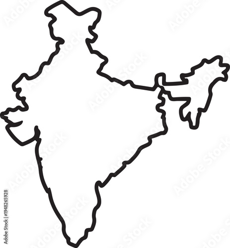Outline map of the indian subcontinent highlighting india and its neighboring regions