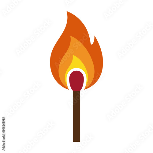 This illustration features a matchstick with a flickering flame, symbolizing light, warmth, and creativity, perfect for themes of inspiration and transformation in visual content.