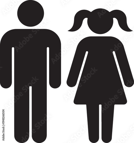 Classic male and female gender symbol icons standing side by side