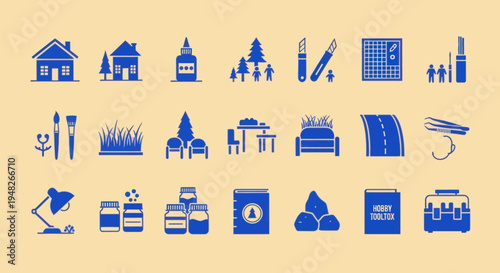 Vector Icons Set: Home, Nature, Art, Food, Health and Travel Icons