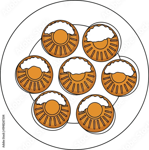 Plate of Traditional Snail Appetizer Escargot Served with Garlic Butter Illustration