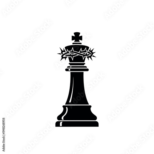 Chess King Wearing Crown of Thorns Silhouette Vector