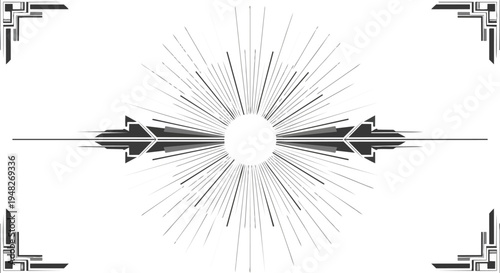 Abstract geometric design with radial elements and decorative borders