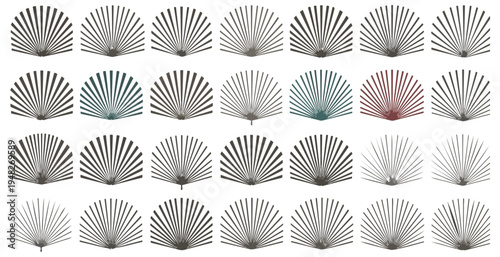 Abstract geometric fan shaped patterns on black background