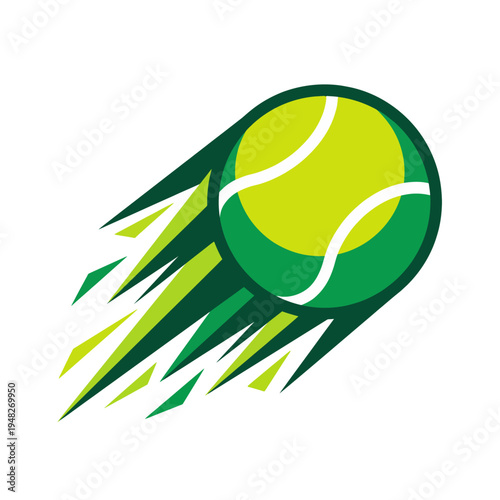 An energetic illustration of a speeding tennis ball, capturing the thrill of the game with its movement lines, perfect for sports enthusiasts and tennis-related themes.