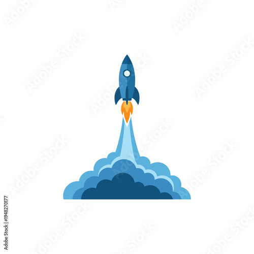 A dynamic illustration of a rocket launching into the sky, symbolizing aspirations, innovation, and the limitless potential of human exploration and scientific achievement.
