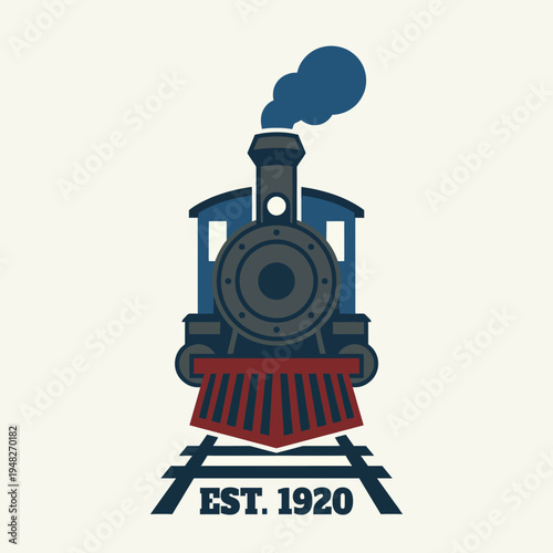 A vintage style illustration of a train engine, emphasizing the importance of railways in history and transportation, captured in a classic and charming visual representation.