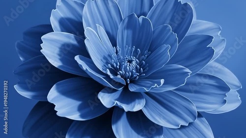 A serene blue flower blooms in a peaceful environment captured