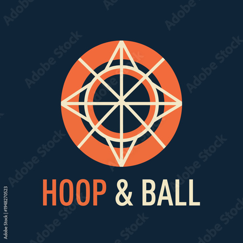 This image features a creative logo design that captures a basketball-themed concept, representing sportsmanship, precision, and teamwork in competitive environments.