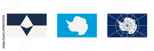 Collection of Antarctica Flags and Continent Map Designs