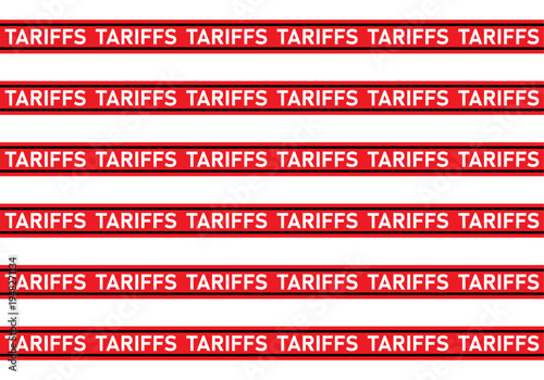 Patrón de líneas rojas horizontales con el texto aranceles repetido 