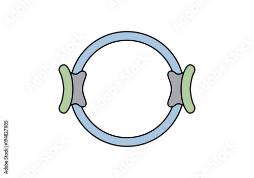 Aro de pilates azul con agarres ergonómicos verdes para entrenamiento de resistencia